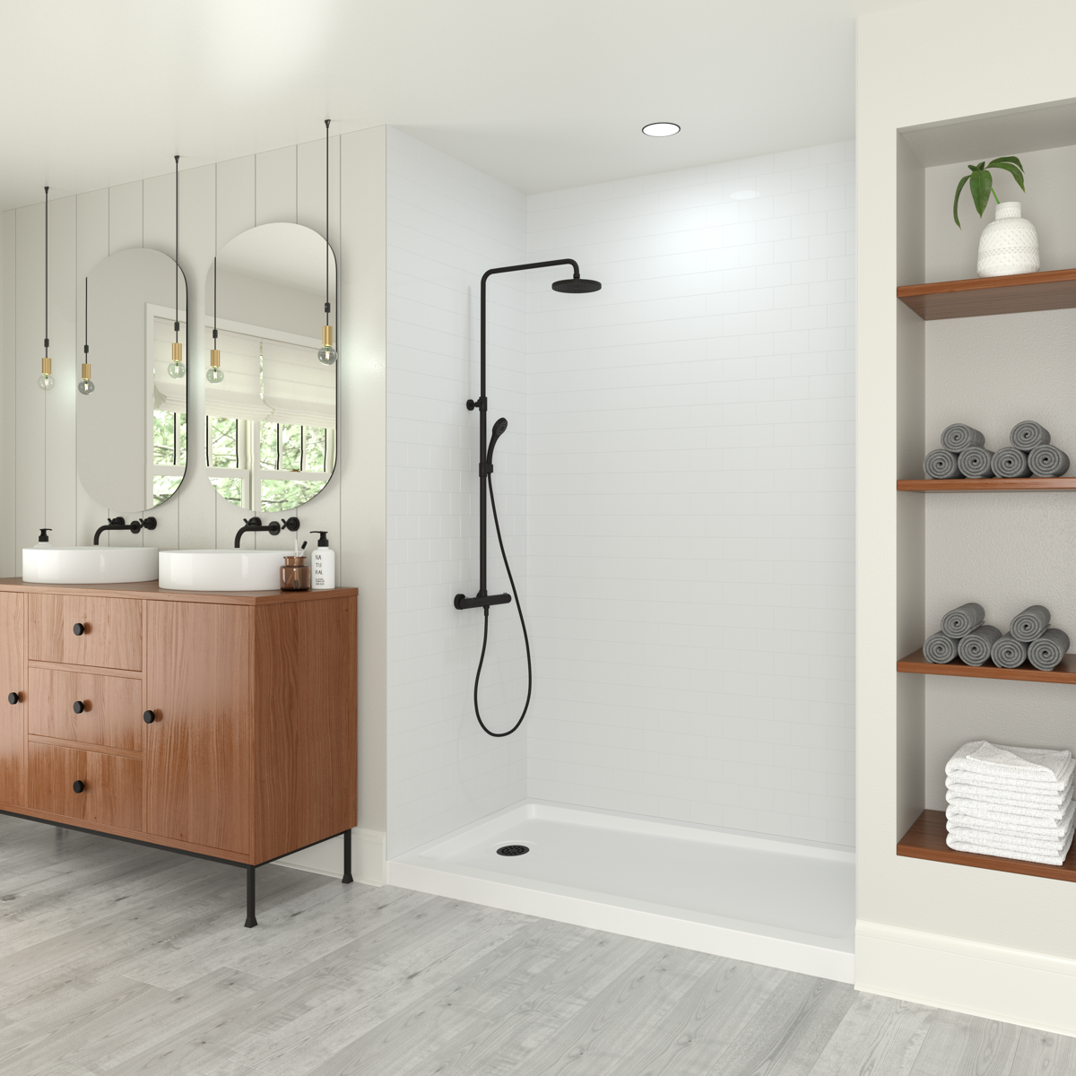 White Subway Shower Wall System
