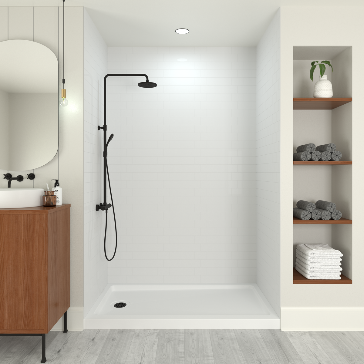 White Subway Shower Wall System